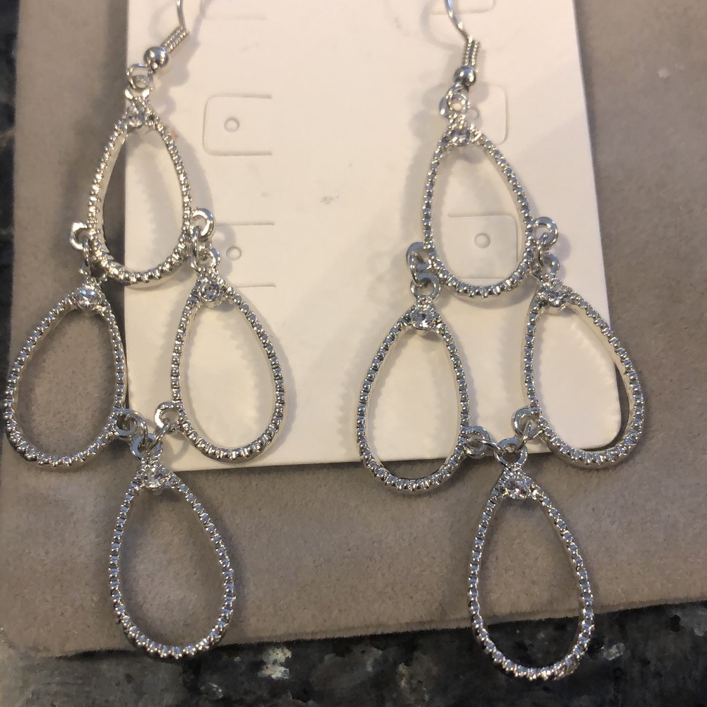 Silver sparkly chandelier earrings